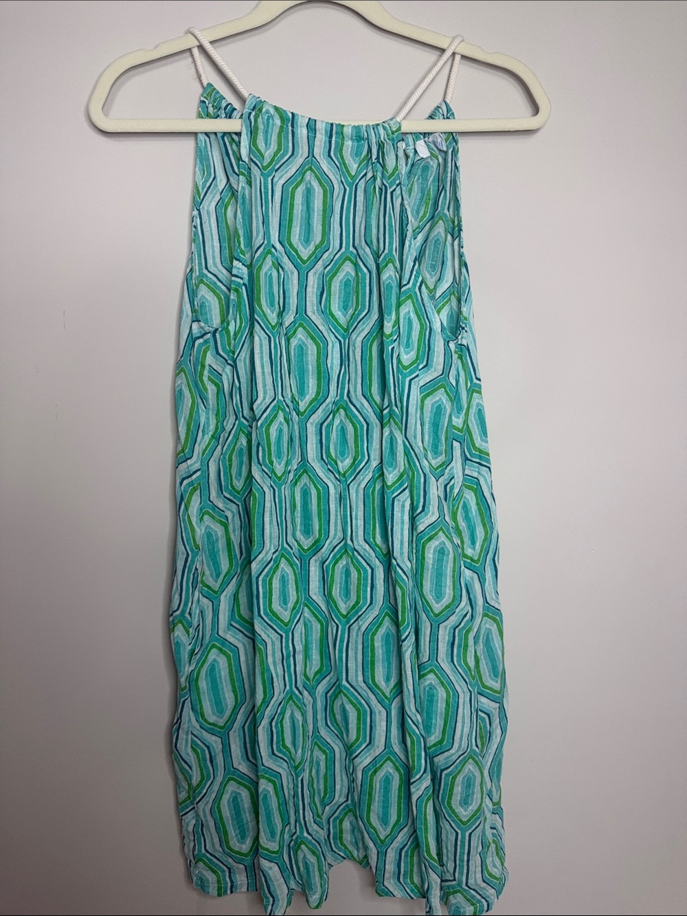 Sigrid Olsen Aqua and Green Geometric Maxi Skirt